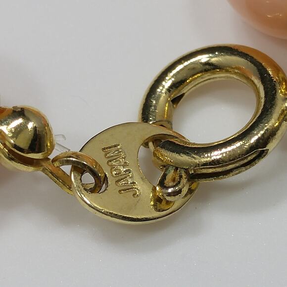 Vintage Japan Peach Bronze Necklace, Beaded Pendant, 1960s  Jewelry - Picture 8 of 10